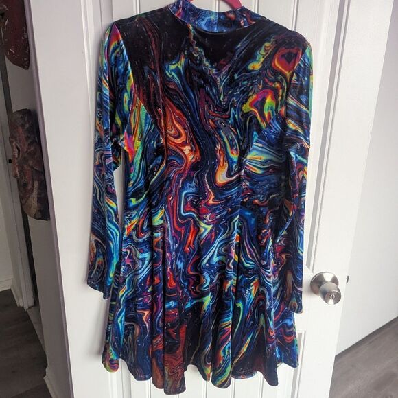 Blackmilk - XXL I BLEED GASOLINE VELVET LONG SLEEVE EVIL MINI DRESS - Picture 6 of 10